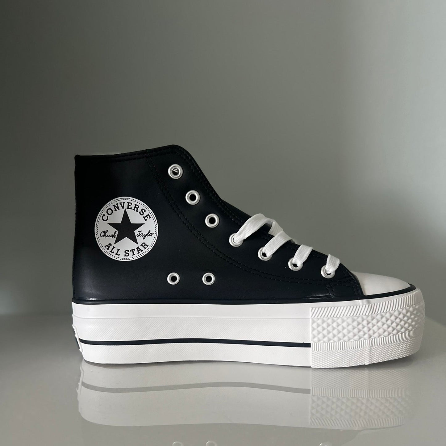 Zapatillas CV All Star botas negras con plataforma POLIPIEL