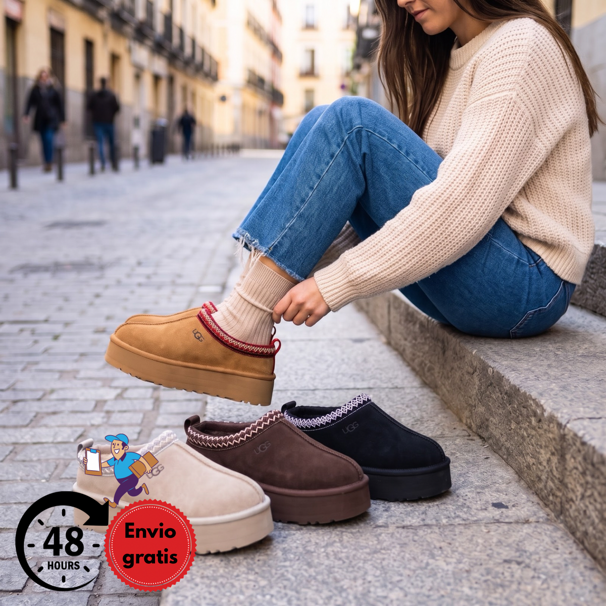 Zuecos tendencia con pelo interior (Varios colores)