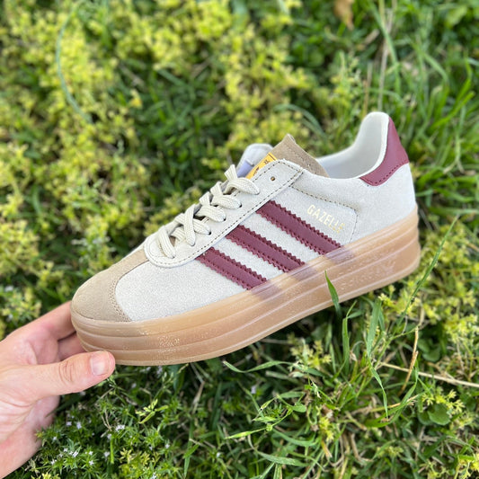 Zapatillas A. Gazelle plataforma beige y burdeos