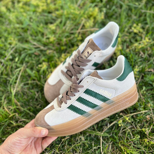 Zapatillas A. Gazelle plataforma beige y verde